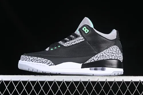 All categories Air Jordan Jordan series basketball shoes Air Jordan 3 Air Jordan 3 "Green Glow" AJ3 Joe 3 black and green full head layer CT8532-031